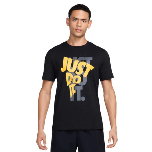T-shirt Nike Homme Noir "JUST DO IT." Lettrage Jaune Gris Dynamique Coton HJ0554-010