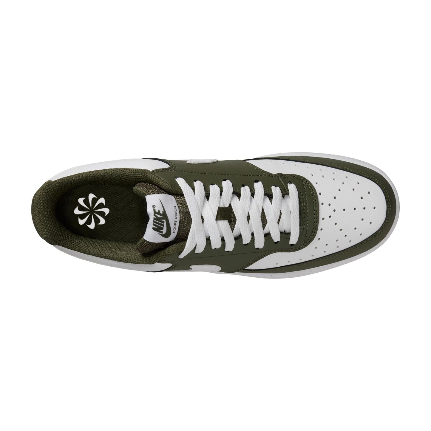 Baskets Nike Court Vision Low Homme Rétro Élégantes Confortables Vert Olive Blanc