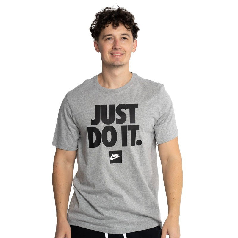 T-shirt Nike Homme Gris Clair Slogan 'JUST DO IT.' Logo Noir  DZ2989-063