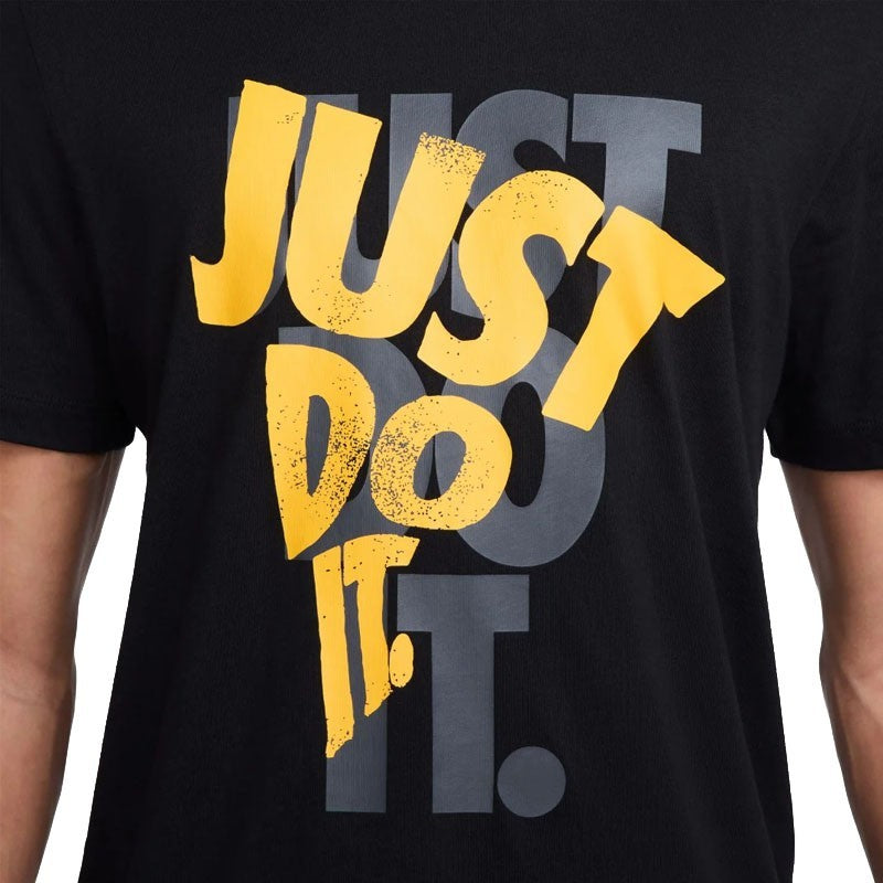 T-shirt Nike Homme Noir "JUST DO IT." Lettrage Jaune Gris Dynamique Coton HJ0554-010