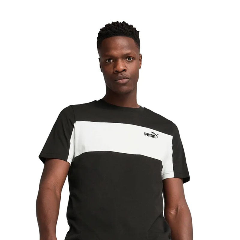 T-Shirt Puma Essentials Block Homme Noir Logo Contraste