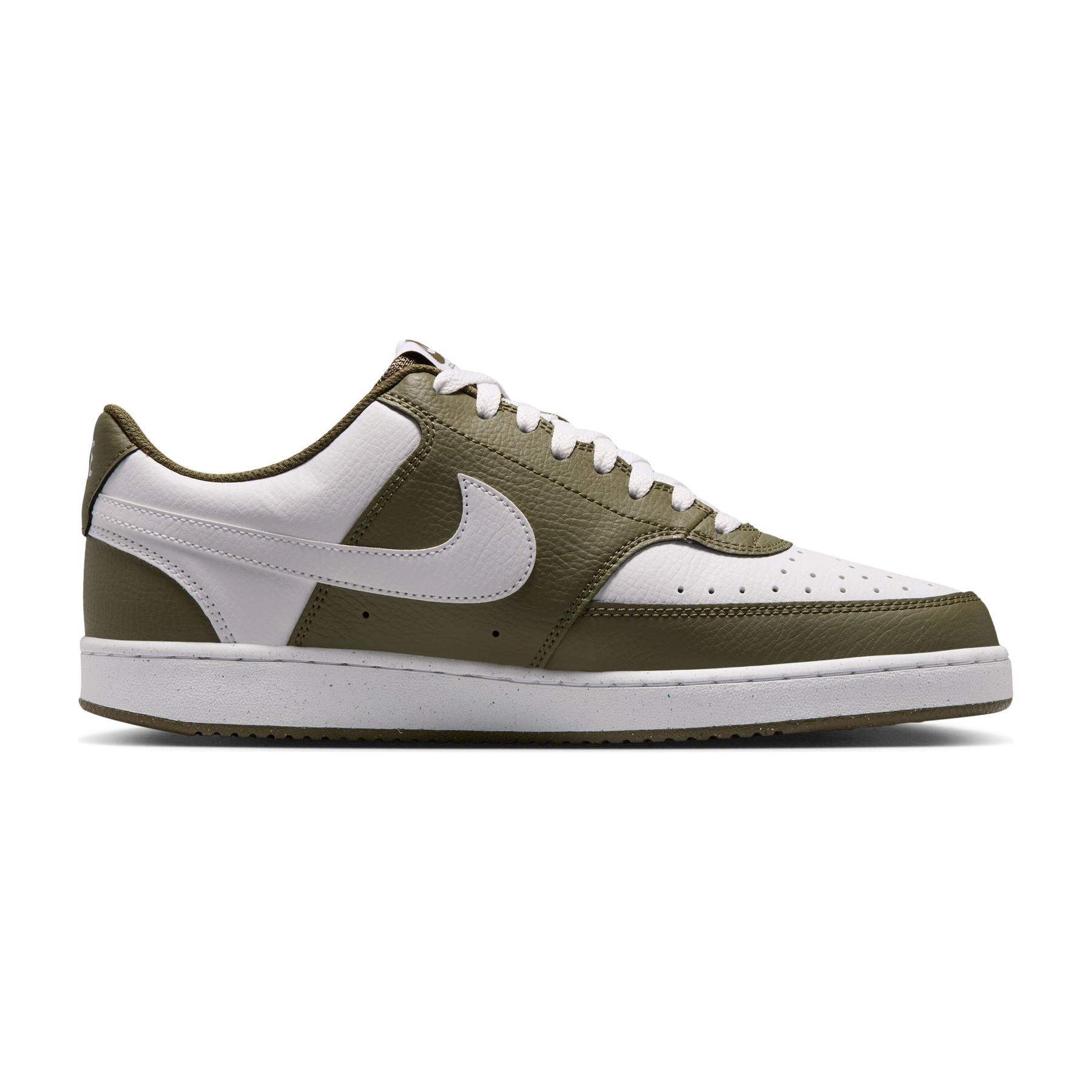 Baskets Nike Court Vision Low Homme Rétro Élégantes Confortables Vert Olive Blanc