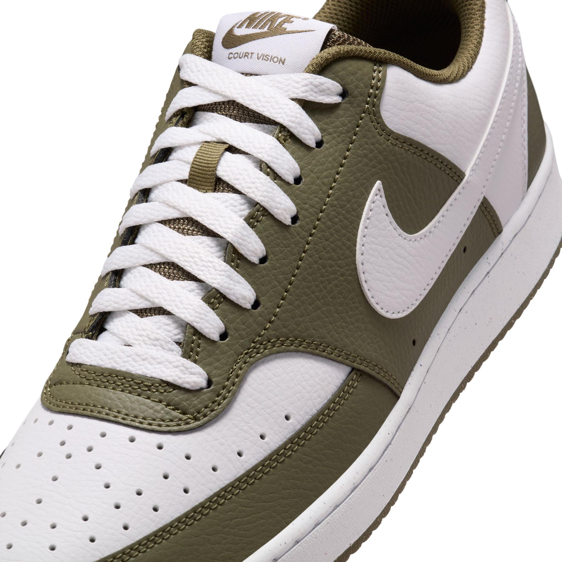 Baskets Nike Court Vision Low Homme Rétro Élégantes Confortables Vert Olive Blanc