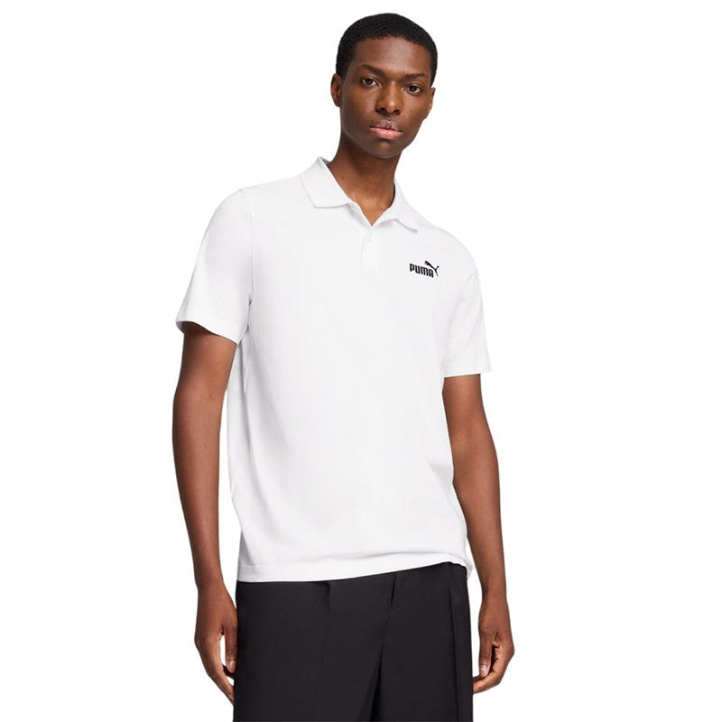 Polo PUMA Essentials Logo Brodé Homme Blanc